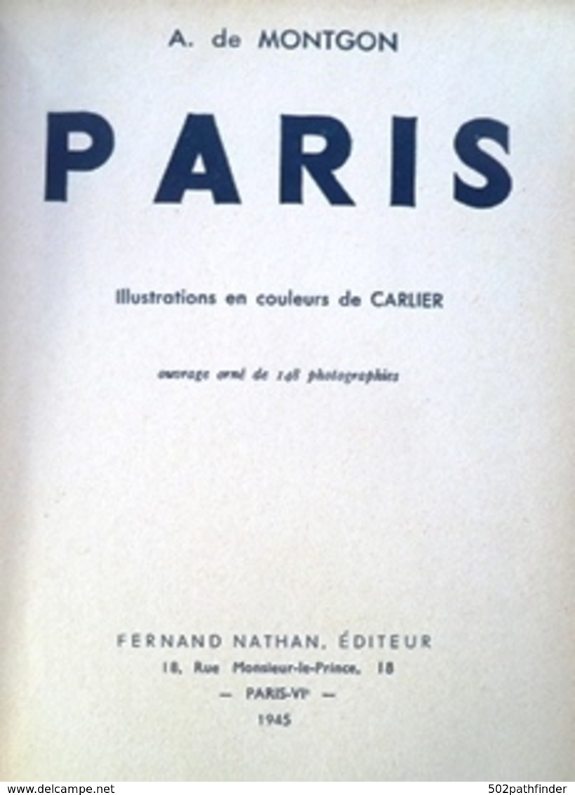 1945 Paris - A. De Montgon Ill. Coul. Carlier 48 Ph. Sepia Bleu F. Nathan - 1801-1900