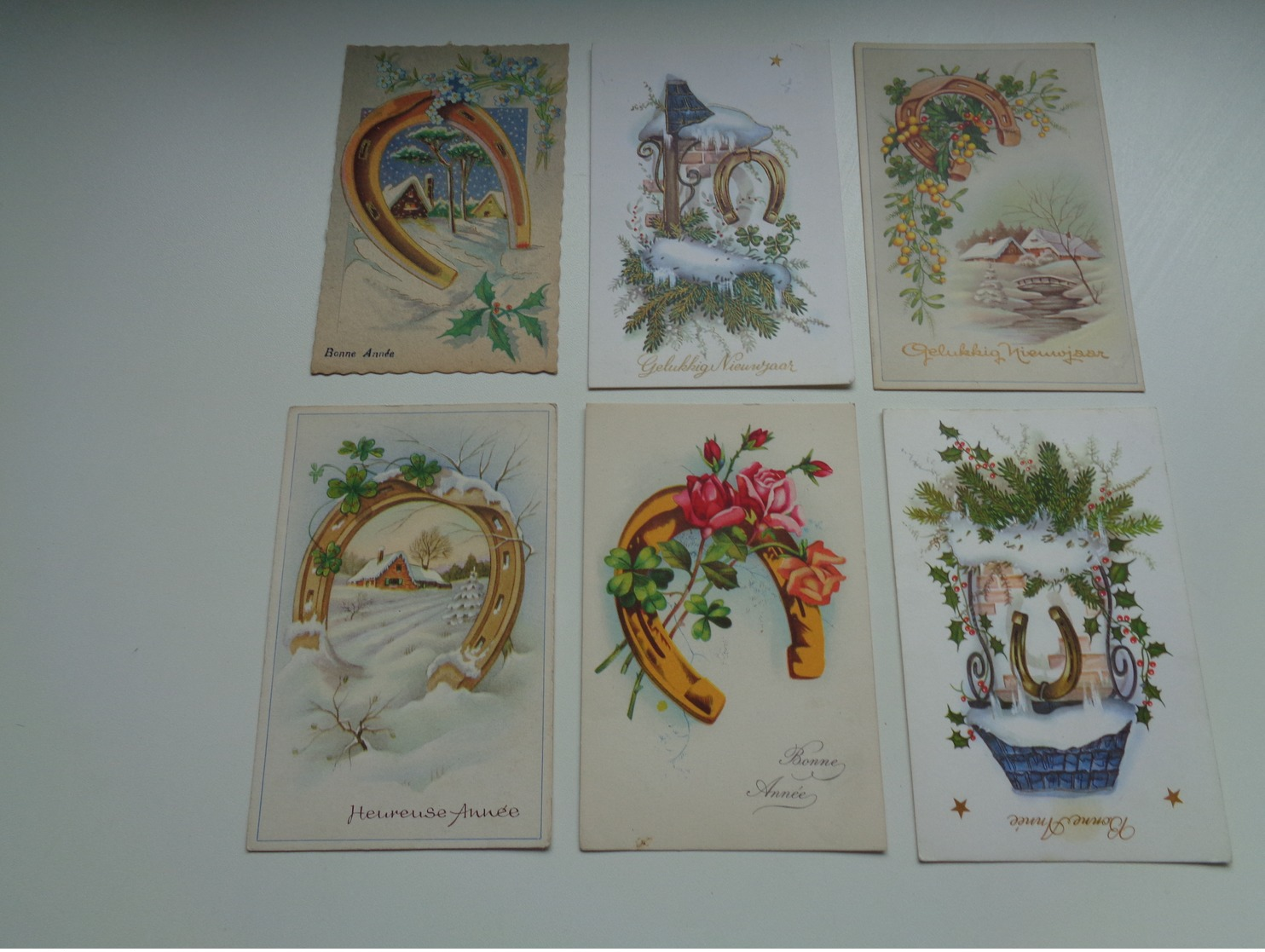 Lot de 60 cartes postales de fantaisie fer à cheval    Lot van 60 postkaarten fantasie hoefijzer  - 60 scans