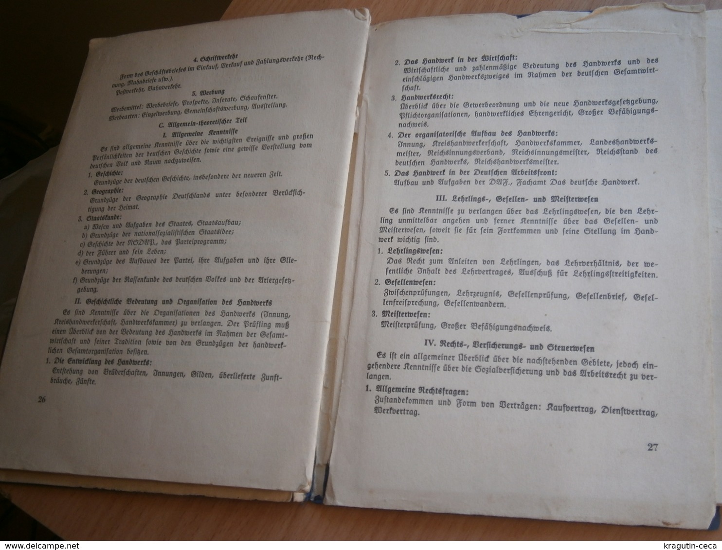 WWII 1940 Fachliche Vorschriften zur Regelung Lehrlings Wesens Kraftfahrzeughandwerk Buch antiquarisch GERMANY OLD BOOK
