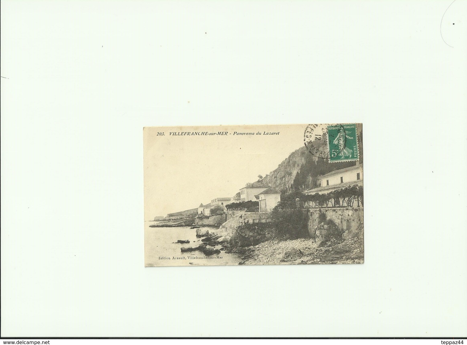 CPA 06 VILLEFRANCHE SUR MER PANORAMA Du LAZARET ECRITE TIMBRE Et TAMPON 1912 - Villefranche-sur-Mer