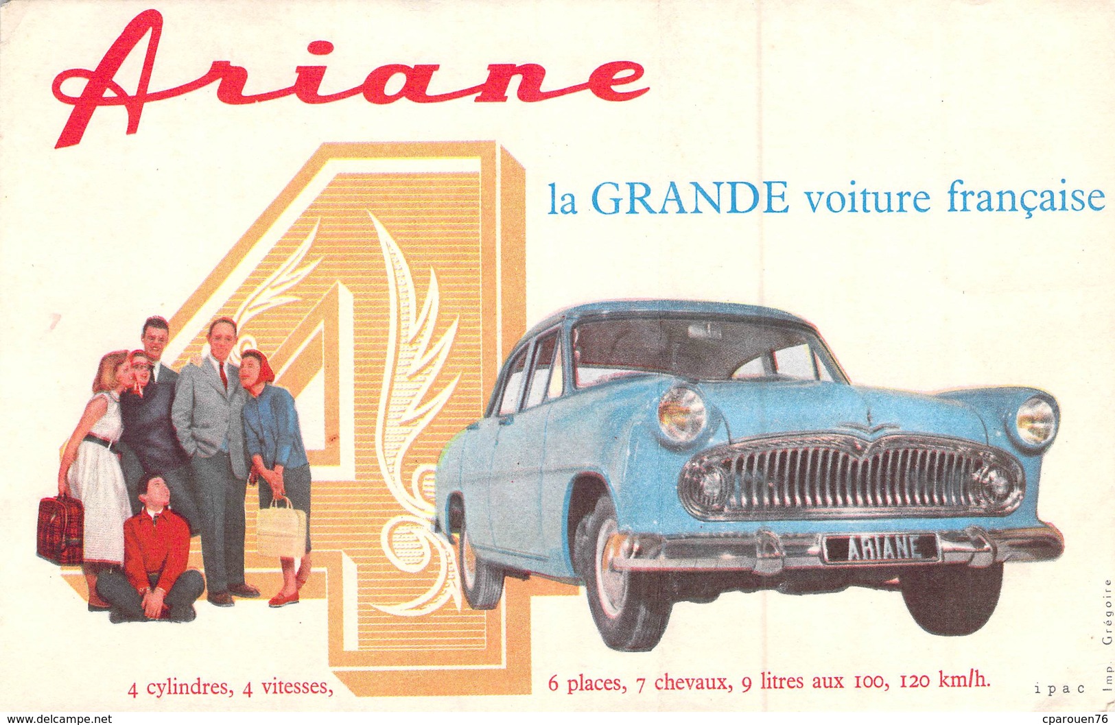 Ancien Buvard Collection Automobile Voiture ARIANE - Automotive