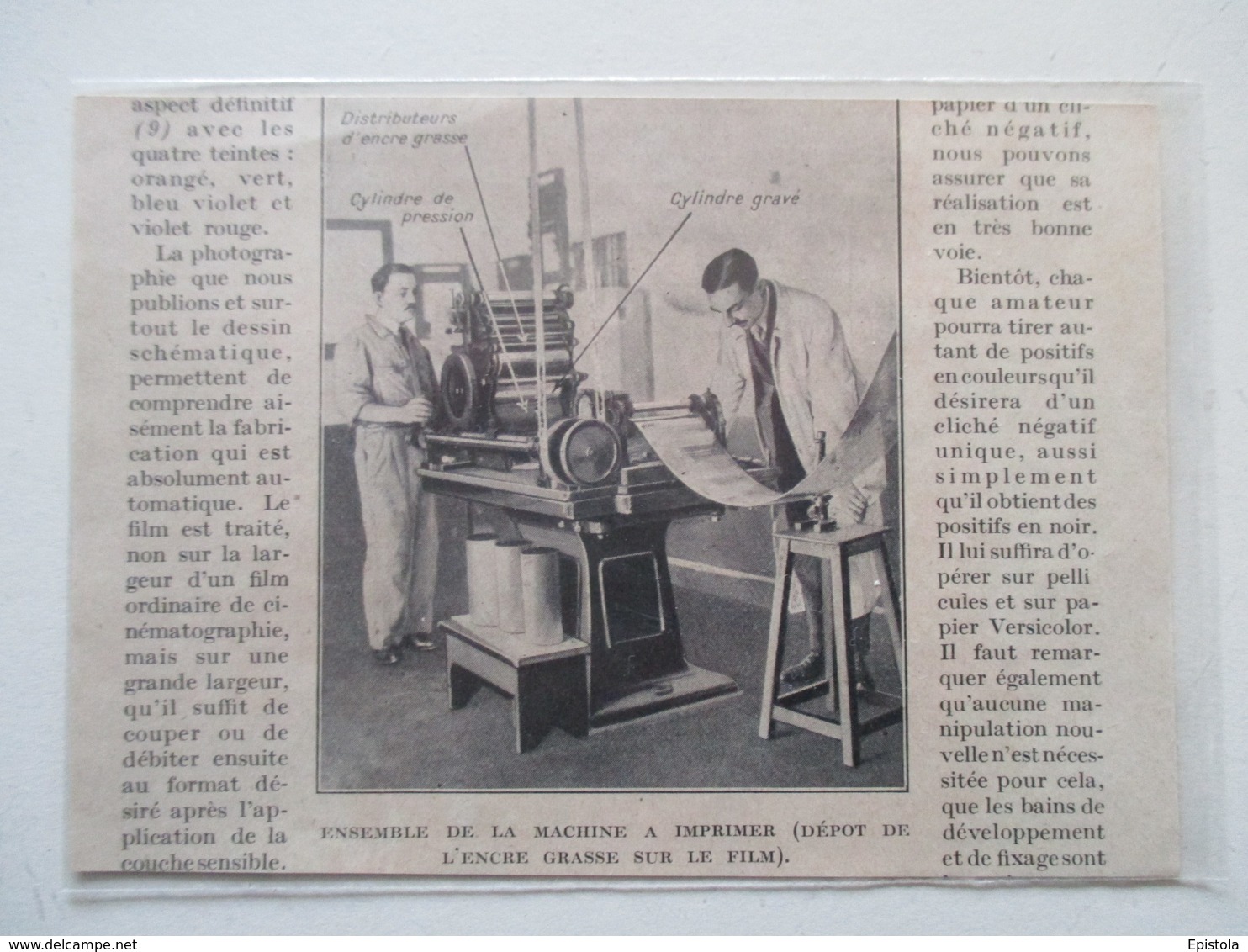 France  -    IMPRIMERIE   - Machine à Imprimer à Encre Grassse   -  Coupure De Presse De 1928 - Autres Appareils