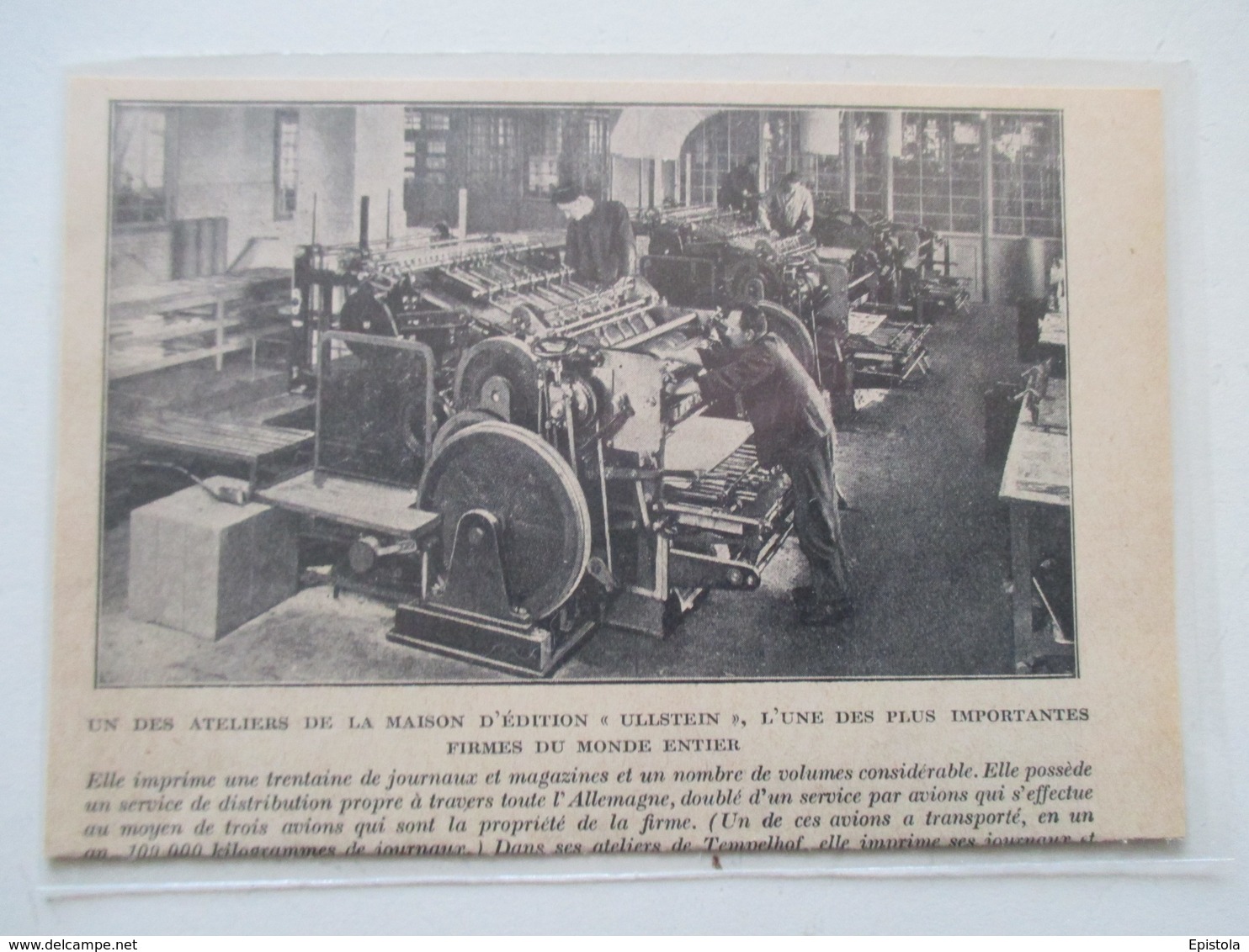 TEMPELHOF   Matériel  -  Rotative Maison ULLSTEIN IMPRIMERIE    -  Coupure De Presse De 1928 - Autres Appareils