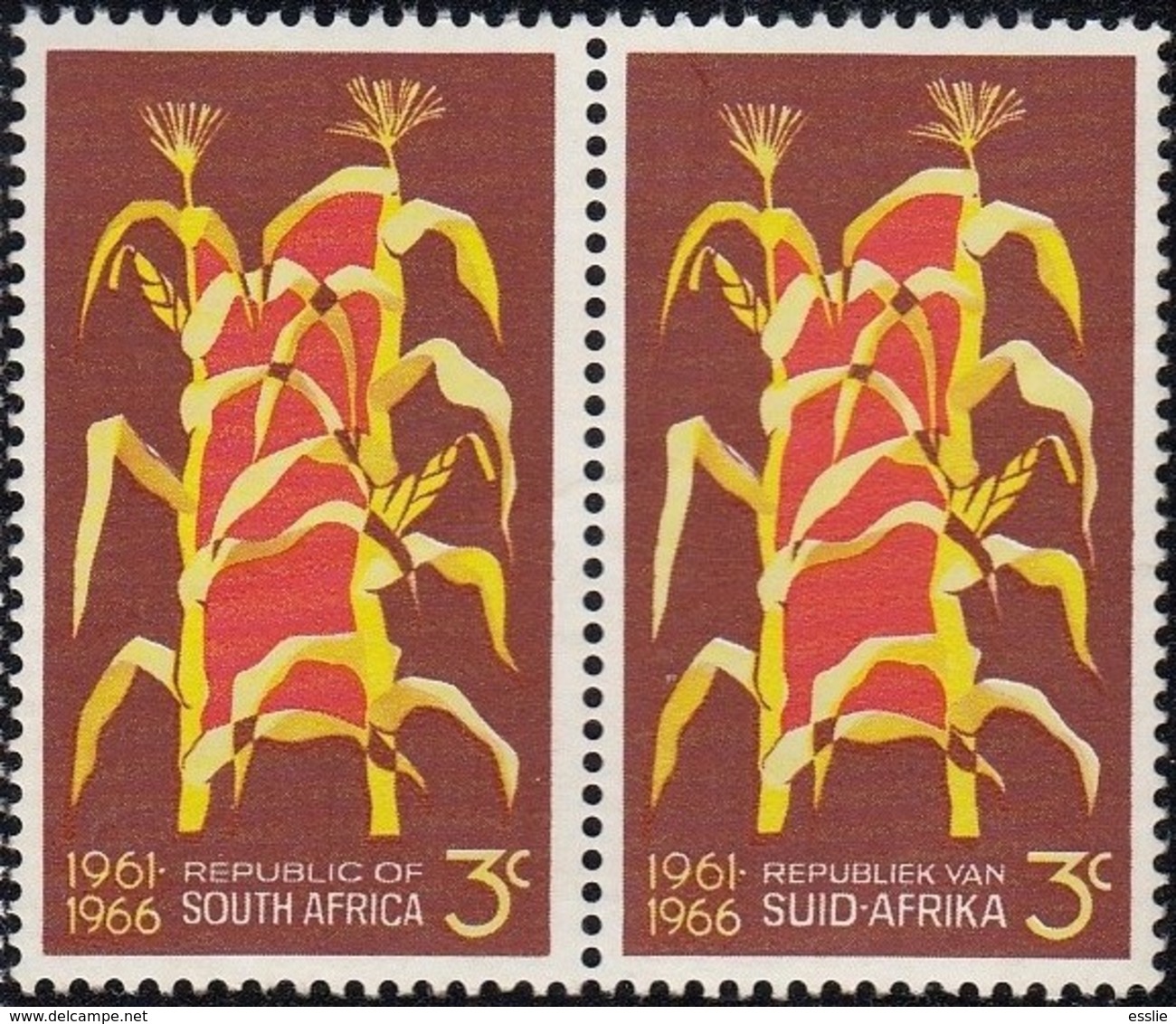 South Africa RSA - 1966 - Maize Corn Farming Crops - 5th Anniversary Of The Republic - Unused Stamps