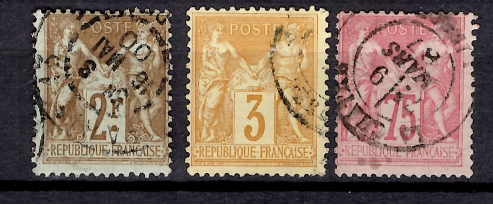 France Sage YT N° 81, N° 86 Et N° 105 Oblitérés. B/TB. A Saisir! - 1876-1898 Sage (Type II)