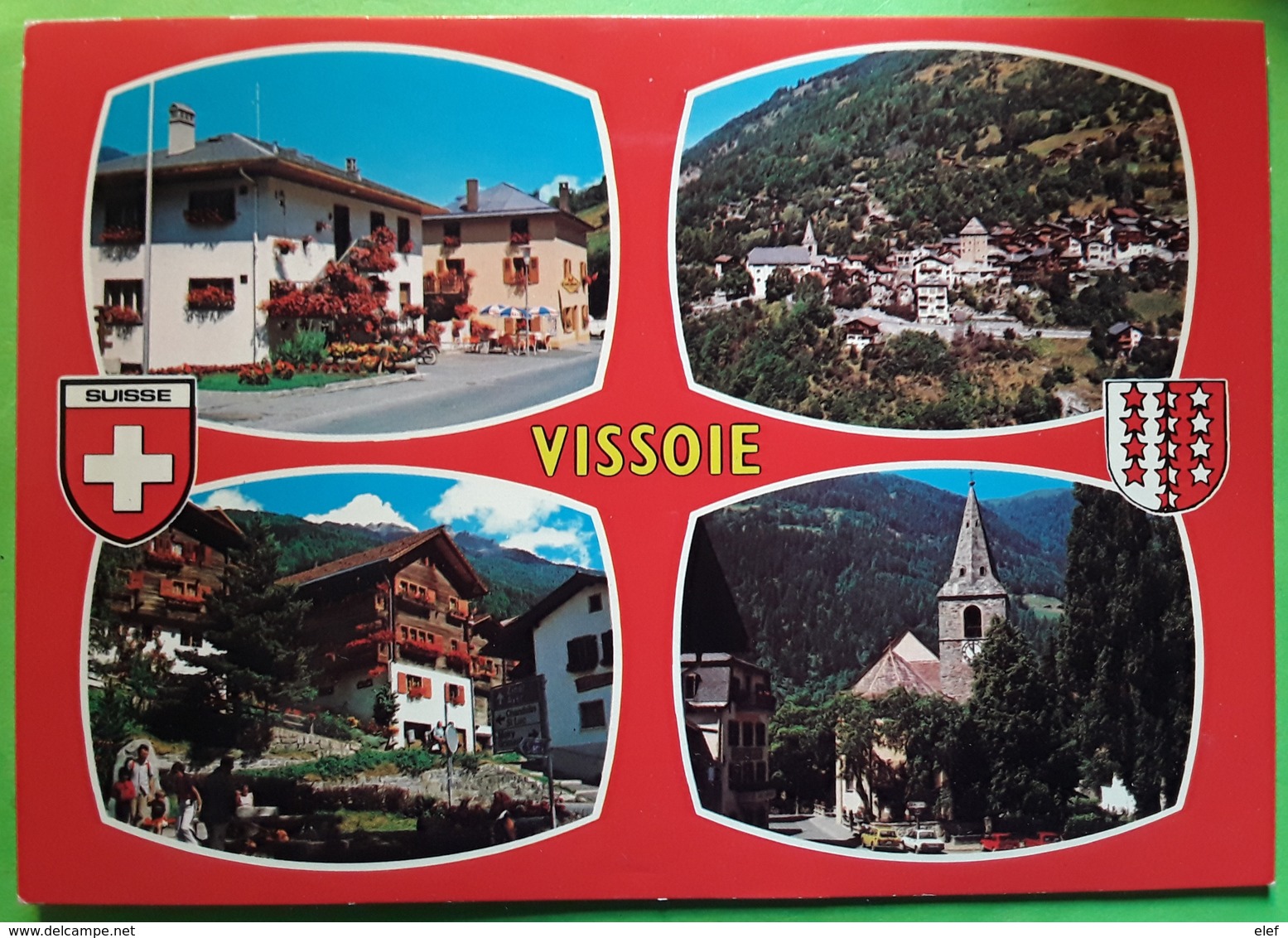 VISSOIE, Valais Suisse, Multivues,  Bar Restaurant,  Chalet, L' Eglise, Blason, Ed Perrochet  TB - Vissoie