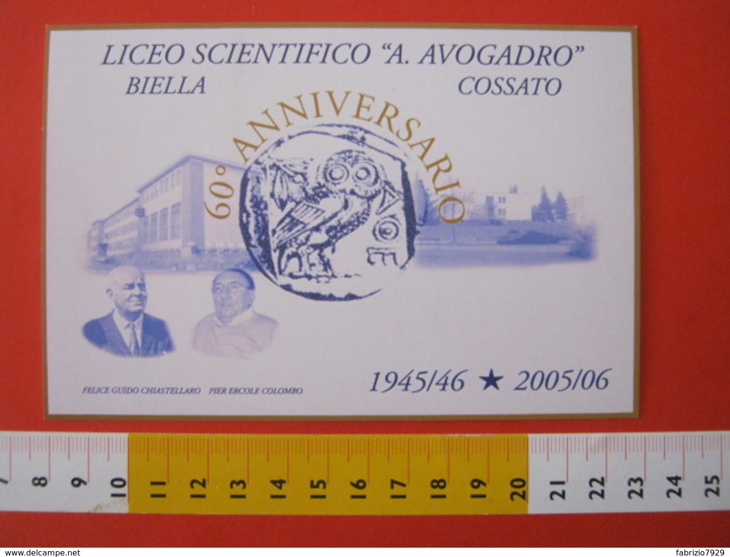 A.14 ITALIA ANNULLO 2006 BIELLA CIVETTA GUFO LICEO SCIENTIFICO AVOGADRO 60 ANNI SCUOLA ISTITUTO CARD MONETA MONEY - Gufi E Civette