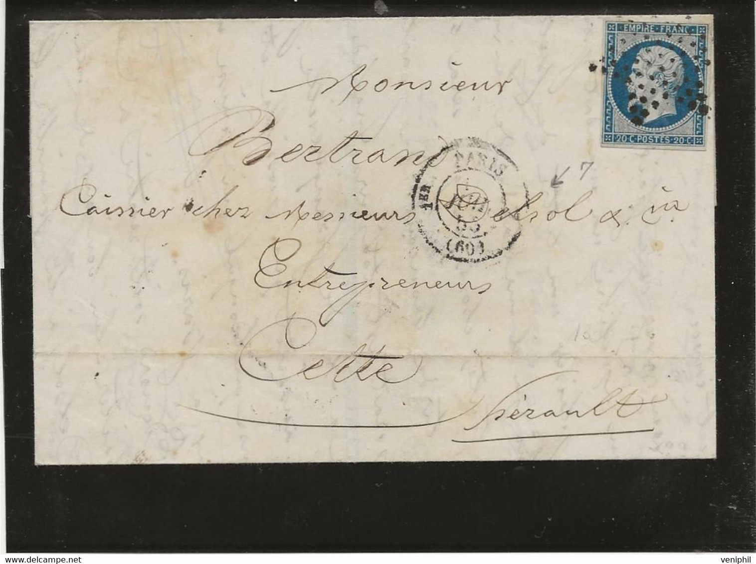 LETTRE AFFRANCHIE N° 14-OBLITERATION ETOILE - CAD PARIS 1855 - 1849-1876: Periodo Classico