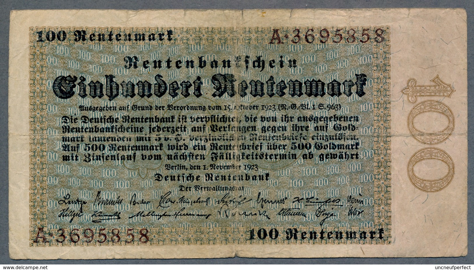 P166 Ro159 DEU-202  - 100 Rentenmark Impression Du Reichs  Good - 100 Rentenmark