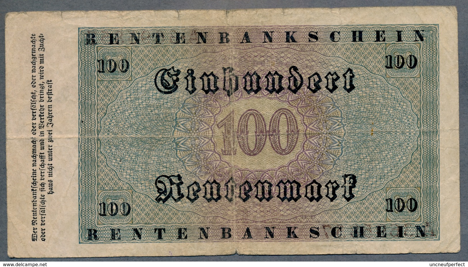 P166 Ro159 DEU-202  - 100 Rentenmark Impression Du Reichs  Good - 100 Rentenmark