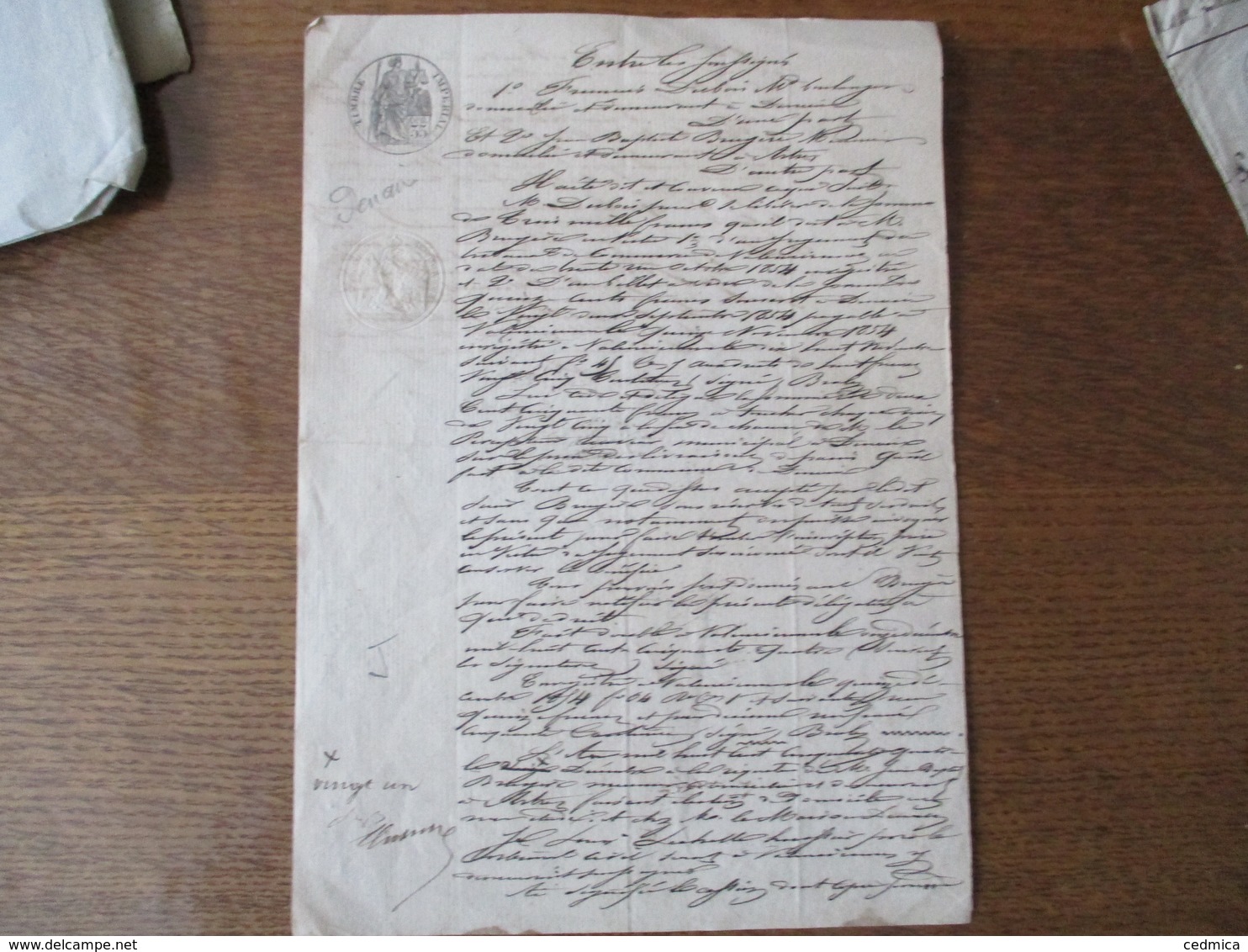 11 DECEMBRE 1854 ENTRE LES SOUSSIGNES FRANCIS DUBOIS MARCHAND BOULANGER A DENAIN ET JEAN BAPTISTE BRUGERE MEUNIER A ASTR - Manuscrits