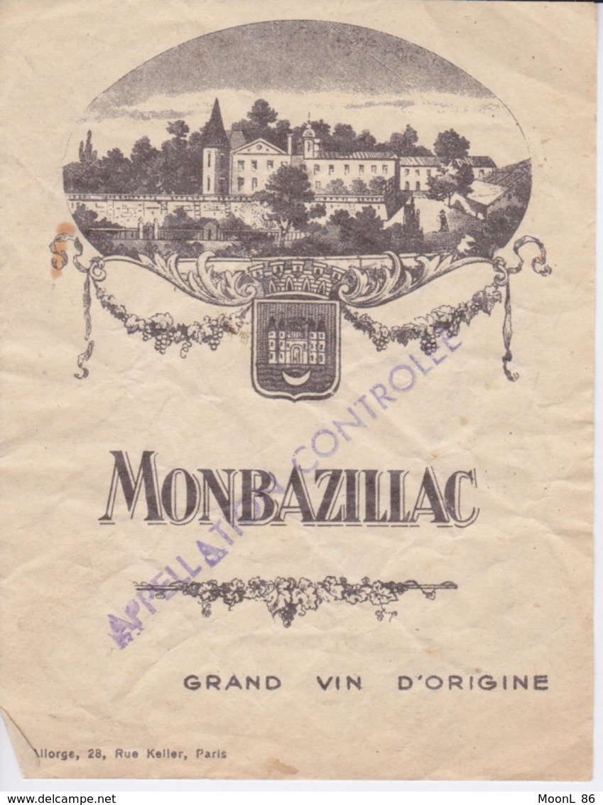 ETIQUETTE - ALCOOL - VIN - MONTBAZILLAC - Monbazillac