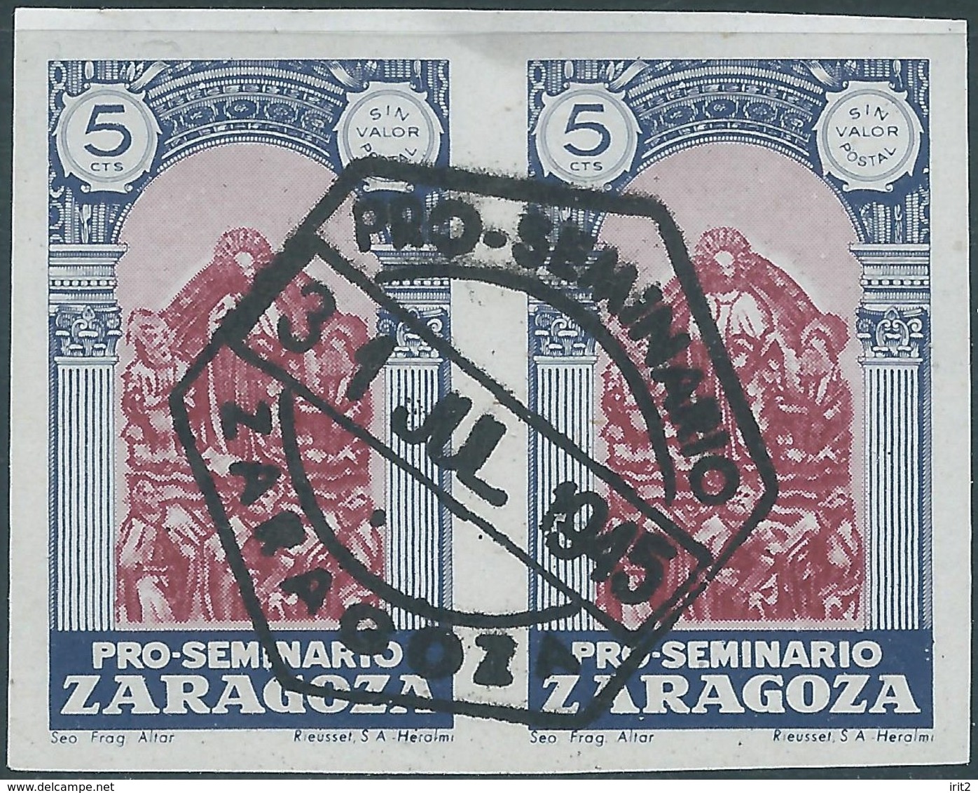 Spagna-Spain,Spanish-ZARAGOZA,1945 - 5c In Pairs - Altri & Non Classificati