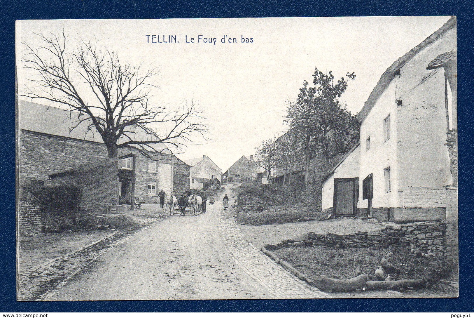 Tellin. Rue Du Fouy D'en Bas. Paysans, Attelage De Boeufs. - Tellin