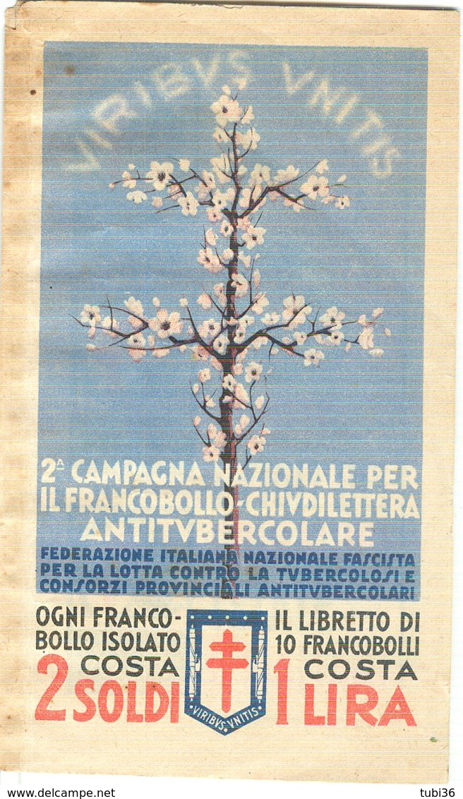 ERINNOFILI - TEMATICA >SALUTE - 2° CAMPAGNA ANTITUBERCOLARE - 1932 - LIBRETTO "COLLI ESPRESSI FERROVIARI"- RR - Malattie