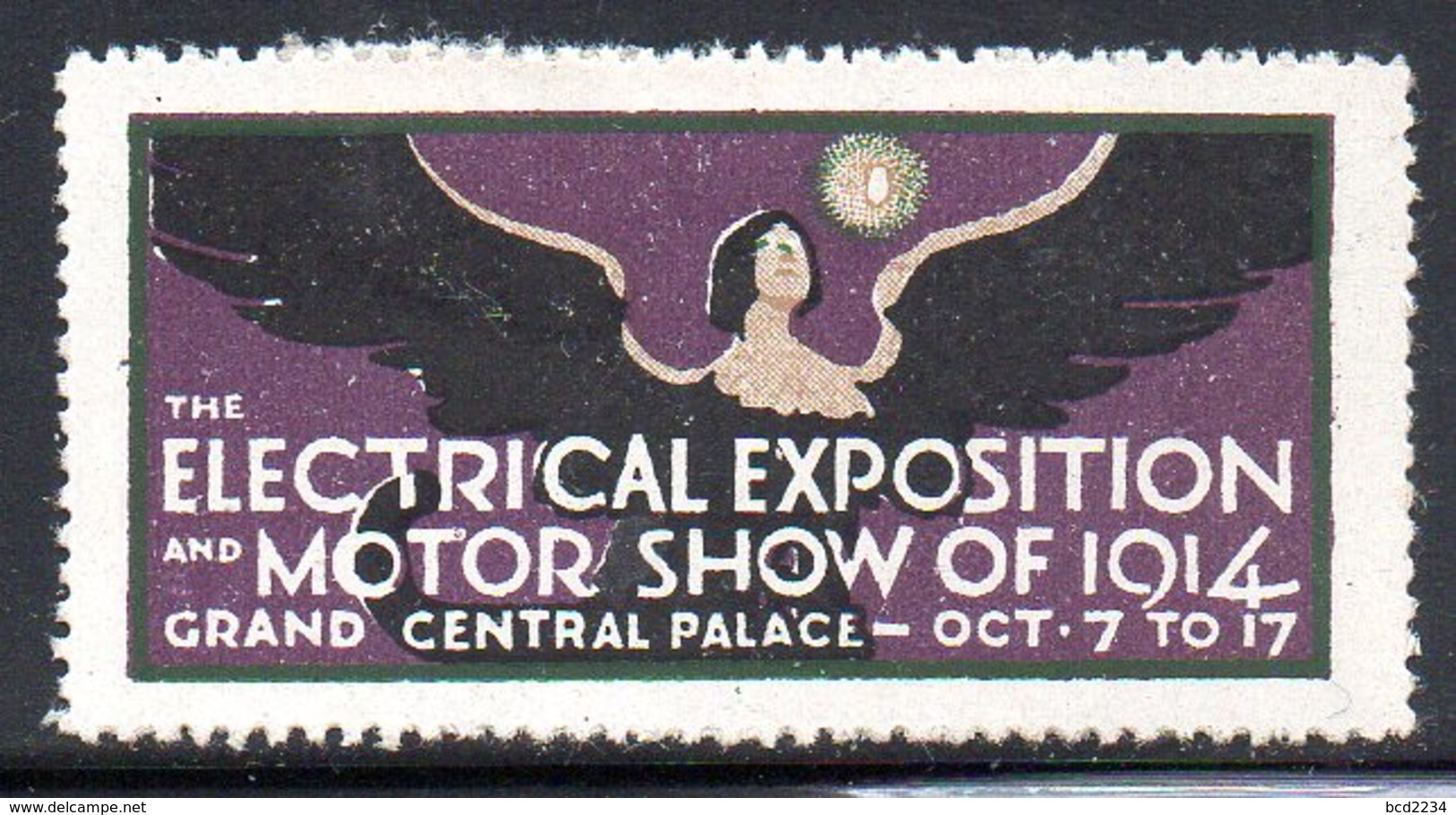 USA ELECTRICAL EXPOSTION & MOTOR SHOW 1914 GRAND CENTRAL PALACE ADVERTISING POSTER STAMP LABEL HM Reklamemarke Vignette - Ohne Zuordnung