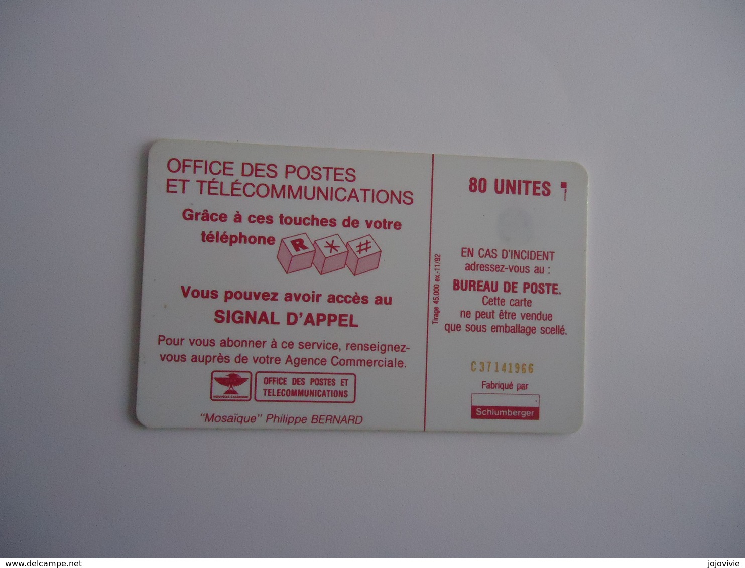 (39) Télécarte  Nouvelle-calédonie 45000 Ex - Military Phonecards