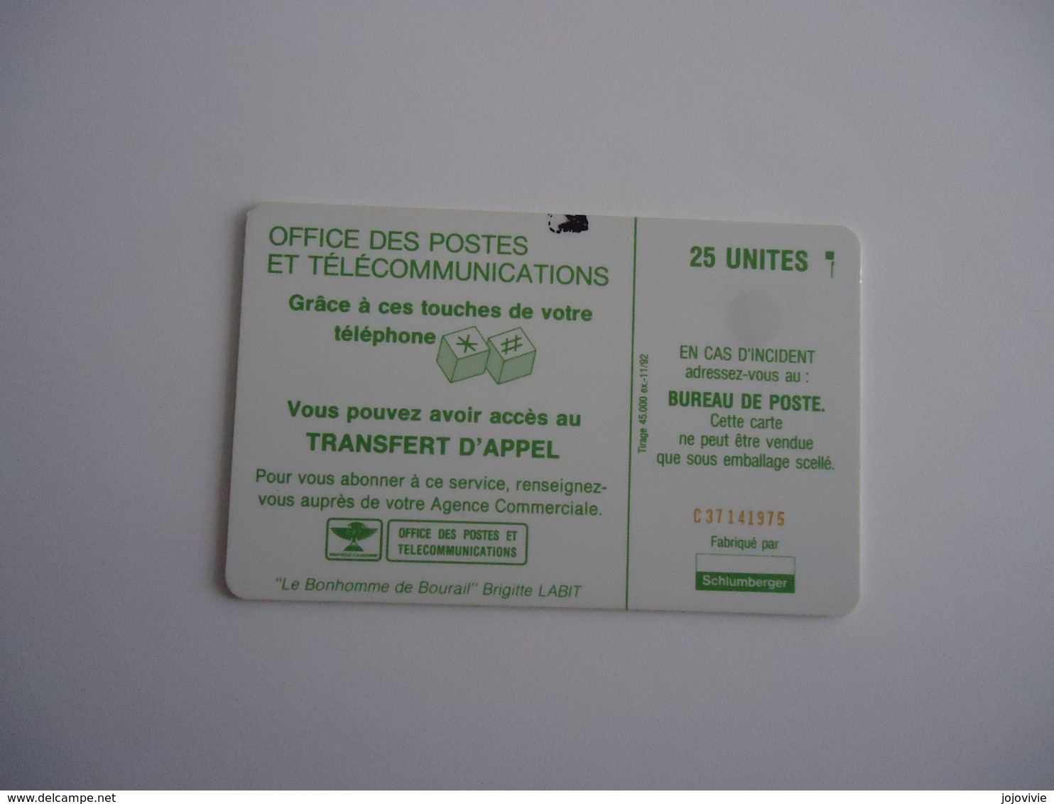 (40) Télécarte  Nouvelle-calédonie 45000 Ex - Military Phonecards