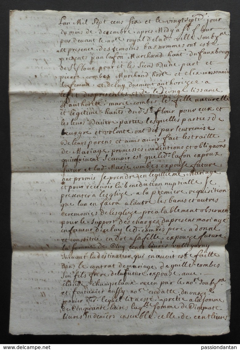 Manuscrit Du XVIIIe Siècle - Cantal - Saint-Flour - Protagonistes Nommés Jean Lafon Et Époux Pierre Combes - Manuscrits