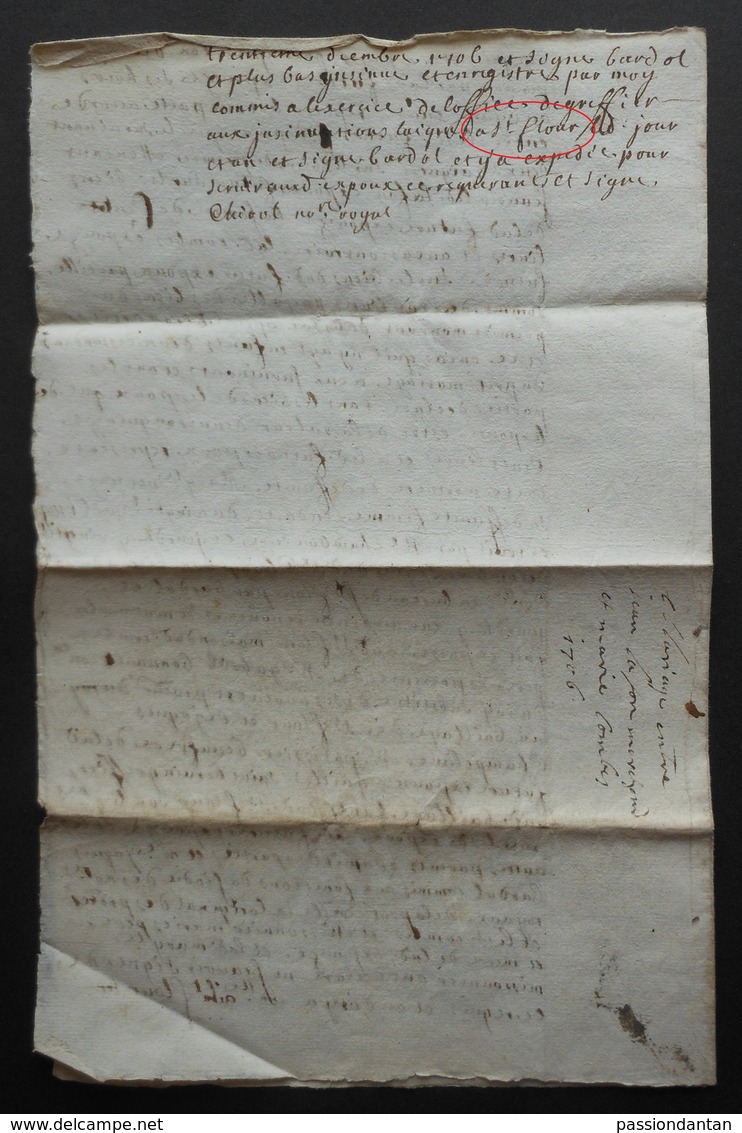 Manuscrit Du XVIIIe Siècle - Cantal - Saint-Flour - Protagonistes Nommés Jean Lafon Et Époux Pierre Combes - Manuscrits