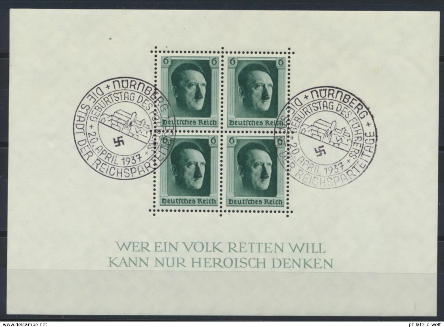 Deutsches Reich Block 7 O Sonderstempel Nürnberg - Blocks & Kleinbögen