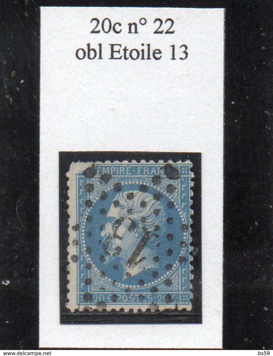 Paris - N° 22 (ld) Obl étoile 13 - 1862 Napoléon III