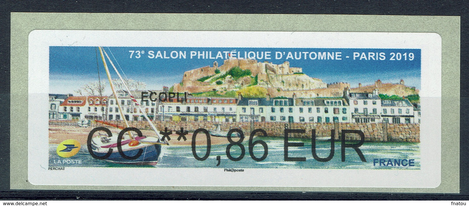 France, ATM Label, Jersey, Channel Islands, Salon Philatélique D'Automne, 2019, 0,86€, MNH VF - 2010-... Illustrated Franking Labels