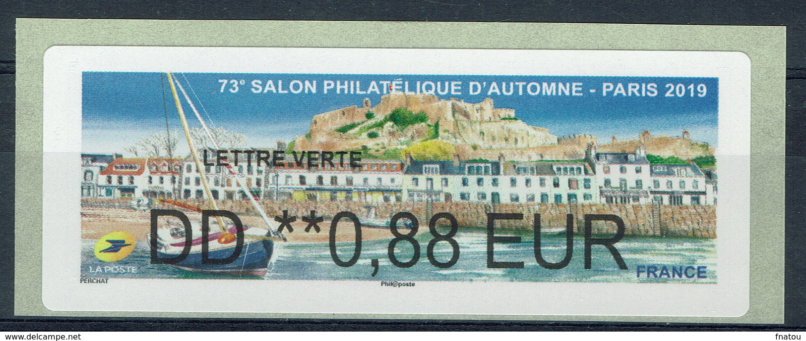 France, ATM Label, Jersey, Channel Islands, Salon Philatélique D'Automne, 2019, 0,88€, MNH VF - 2010-... Illustrated Franking Labels