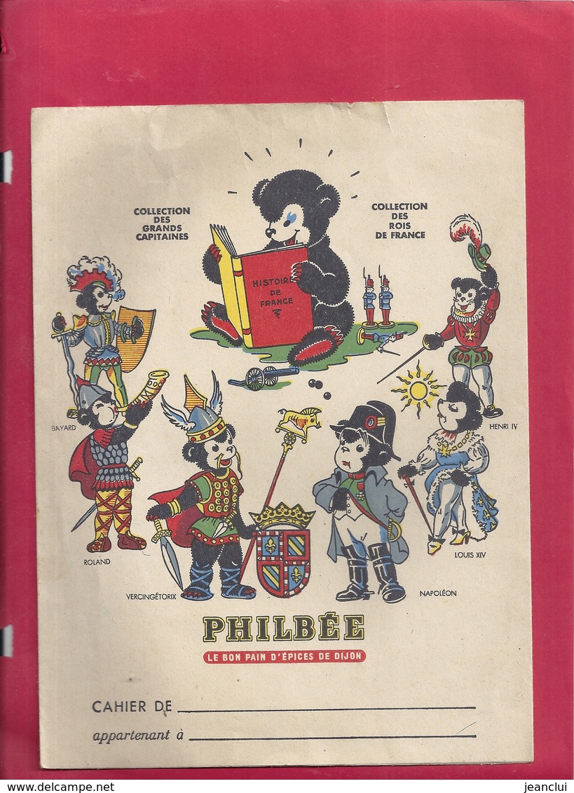 PROTEGE CAHIER " PHILBEE " LE BON PAI D'EPICES DE DIJON . 4 SCANES . DEVANT - 2 BORDS INT & LE DOS - Protège-cahiers