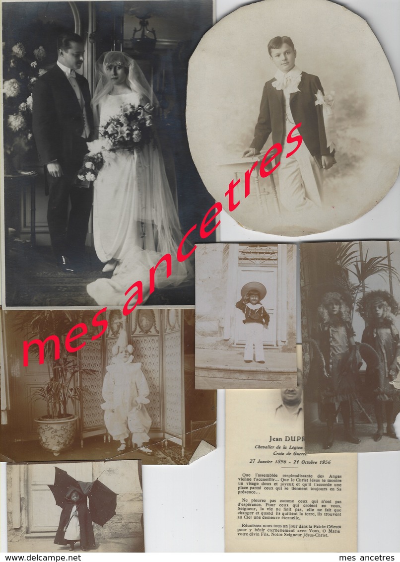 Lot Archives Photographiques Paul Dupré époux Longfils- 1896-1956 - Persone Identificate