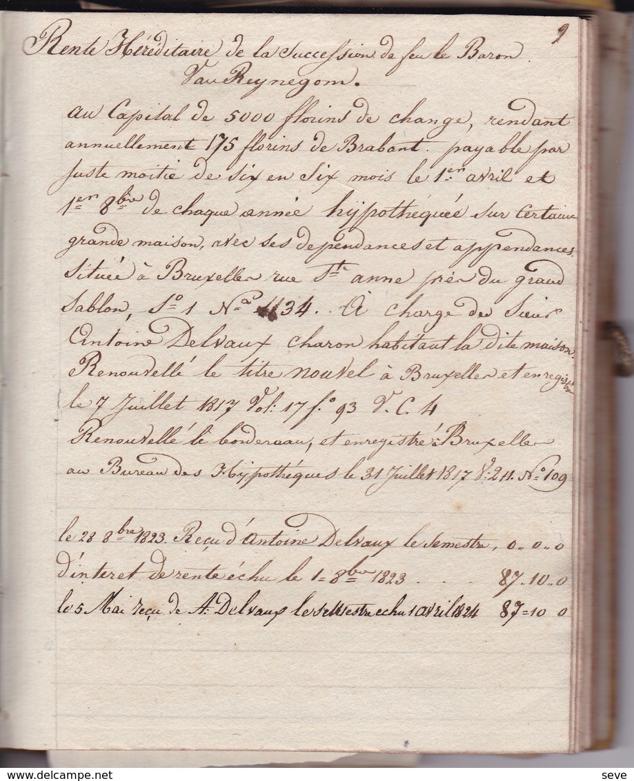 BEGUINE Registre Des Rentes Dues à Mademoiselle De VILLEGAS De CLERCAMP Religieuse Grand Béguinage Années 1820-1830 - Manuscrits