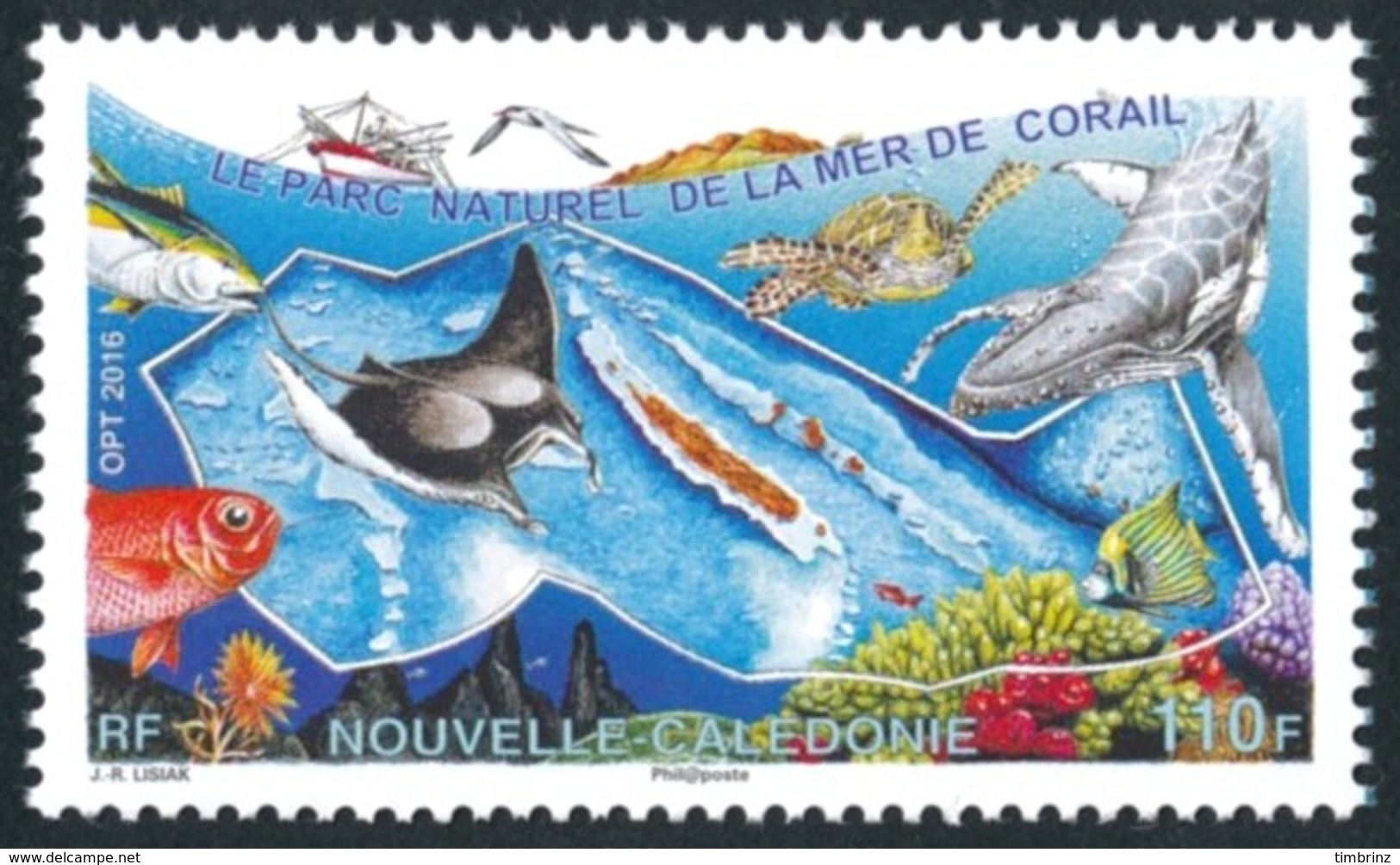 NOUV.-CALEDONIE 2016 - Yv. 1273 **   Faciale= 0,92 EUR - Faune Marine. Parc Naturel Mer De Corail  ..Réf.NCE24627 - Neufs