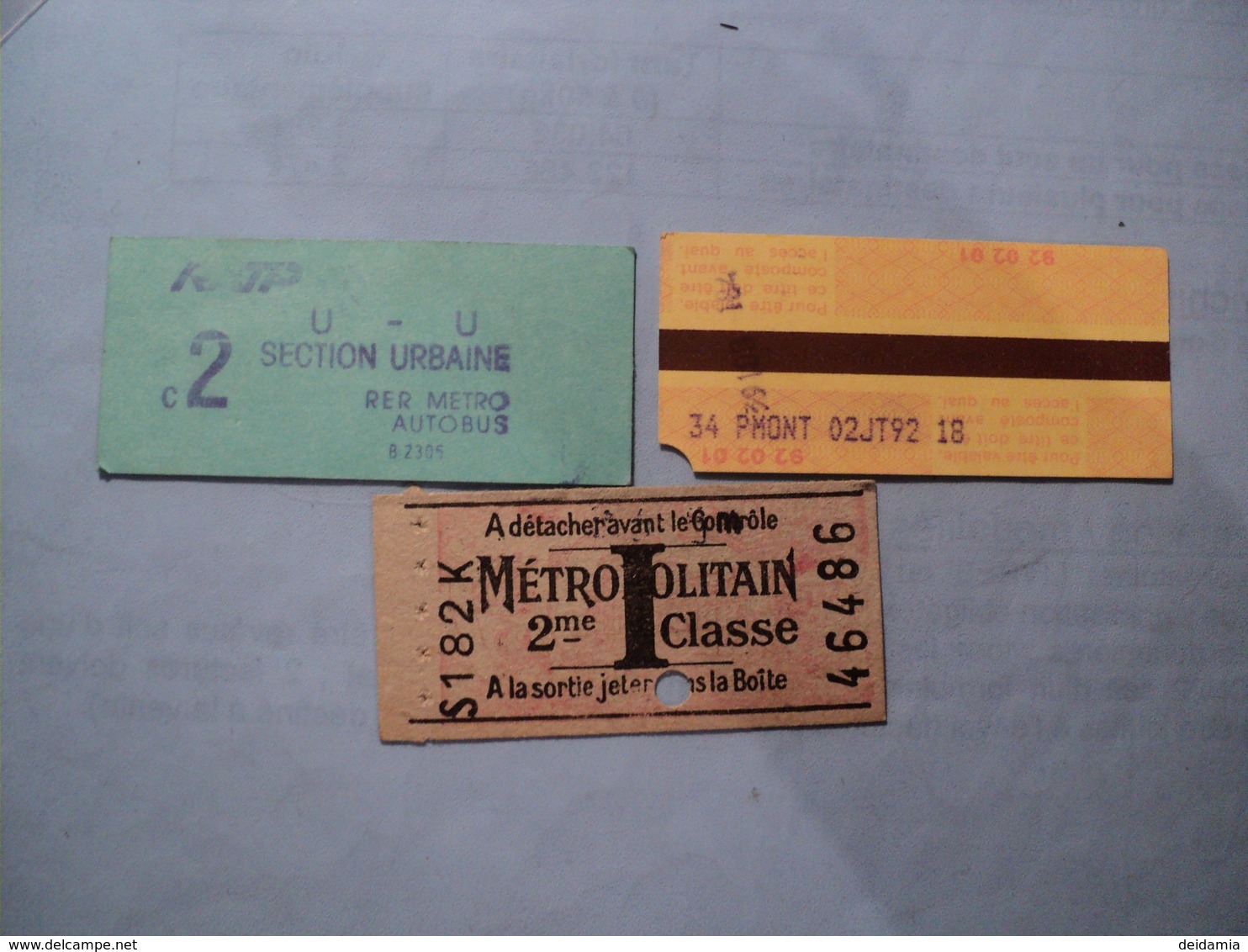 LOT DE 3 TICKETS METROPOLITAIN / RATP DONT 1 ANCIEN. 2° CLASSE - Autres & Non Classés