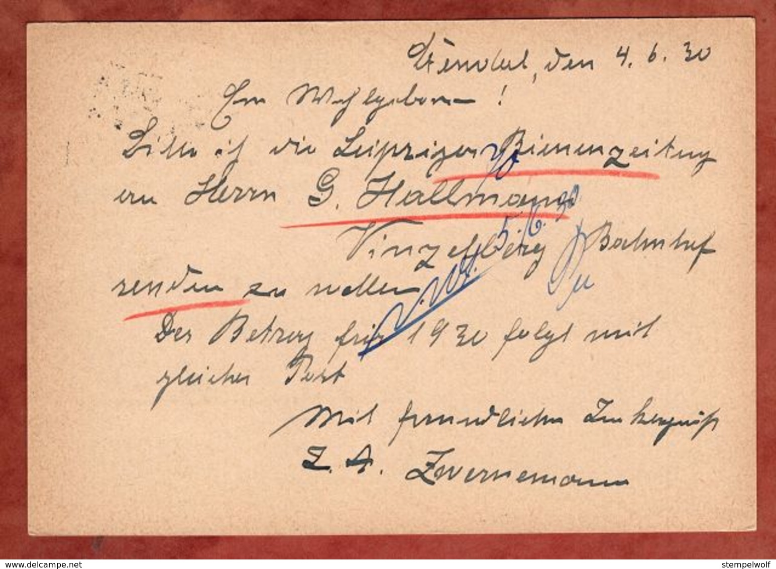 P 181 Ebert, SoSt Spargel Stendal, Nach Leipzig 1930 (91006) - Sonstige & Ohne Zuordnung