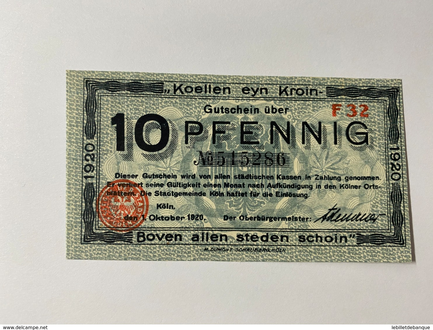 Allemagne Notgeld Koln 10 Pfennig - Collezioni