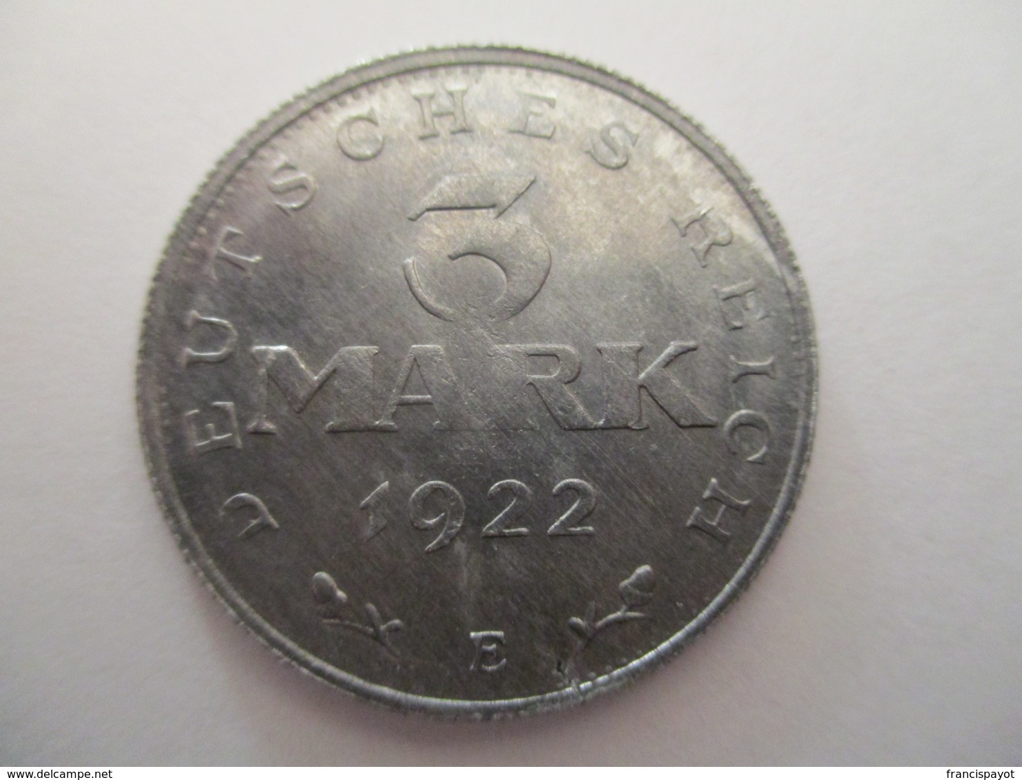 Germany : 3 Mark 1922 E - 3 Mark & 3 Reichsmark