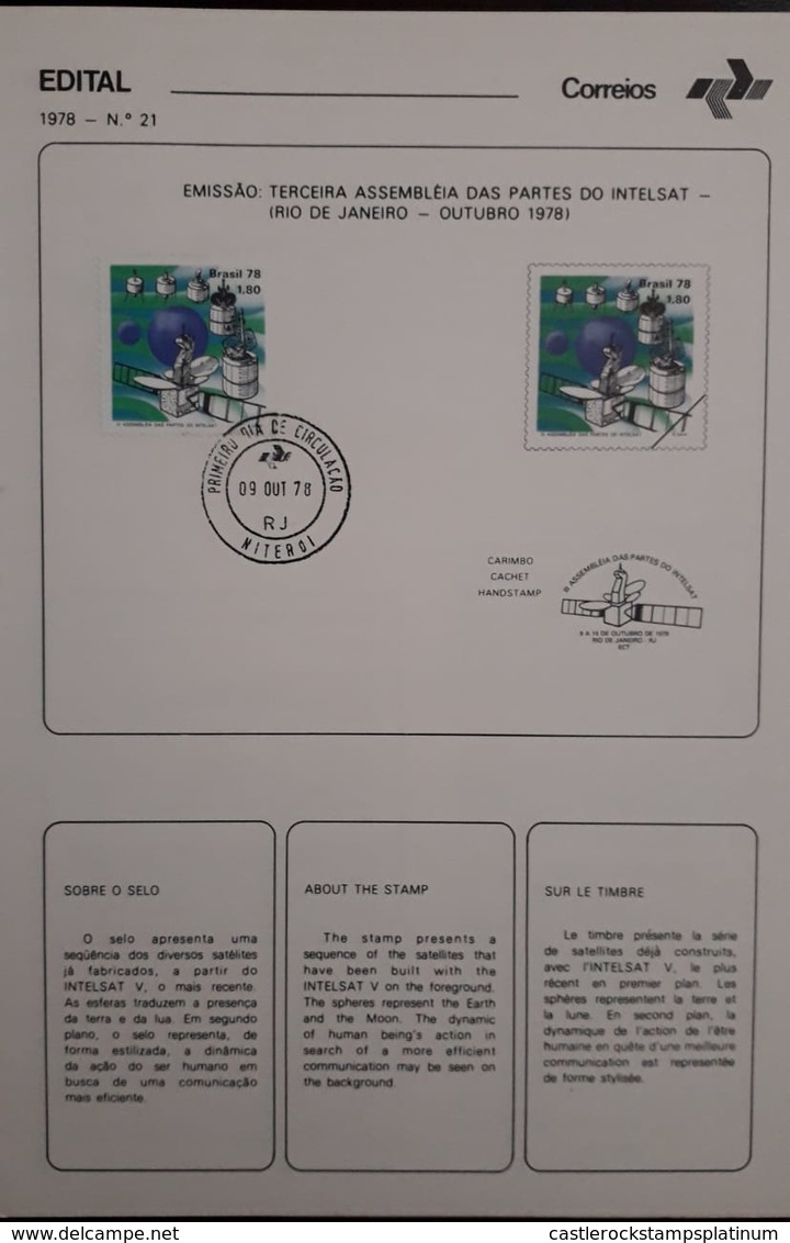 U) 1978, BRAZIL, THIRD ASSEMBLY OF THE PARTIES OF INTELSAT, SATELLITE, FDBULLETIN - Sonstige & Ohne Zuordnung