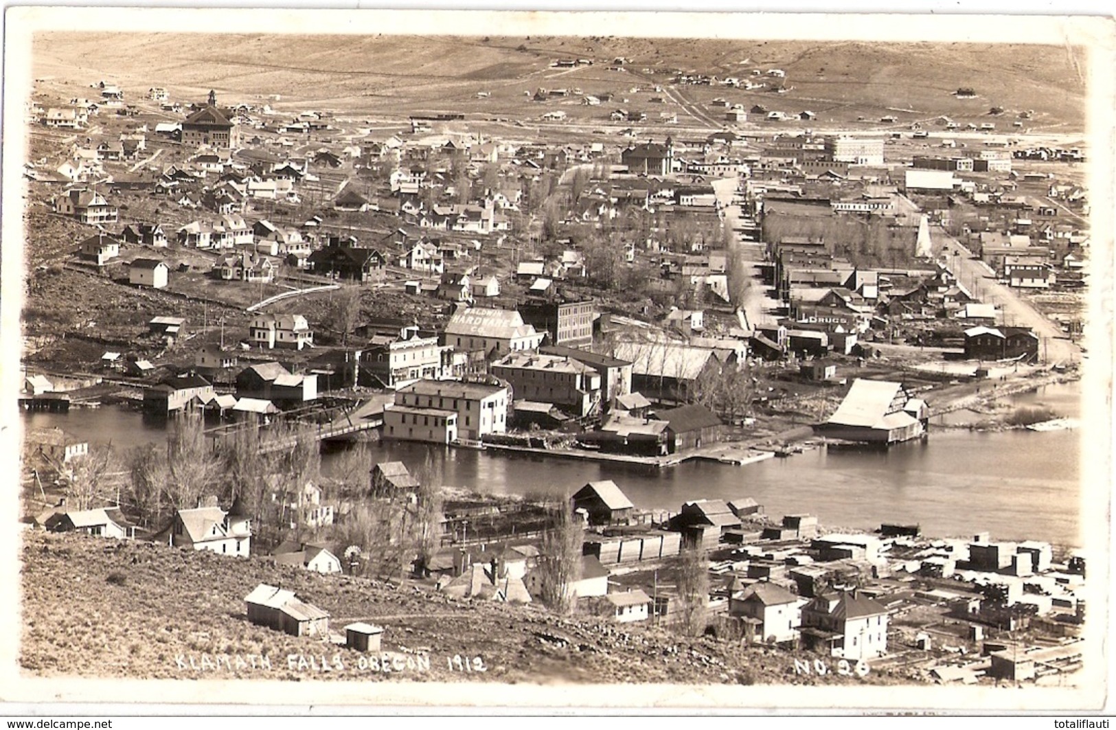 KLAMATH FALLS Oregon 1912 Vogelschau Birds Eye Gesendet 1924 Nach Lichtenstein Erzgebirge V Auswanderer Richard Berthel - Portland