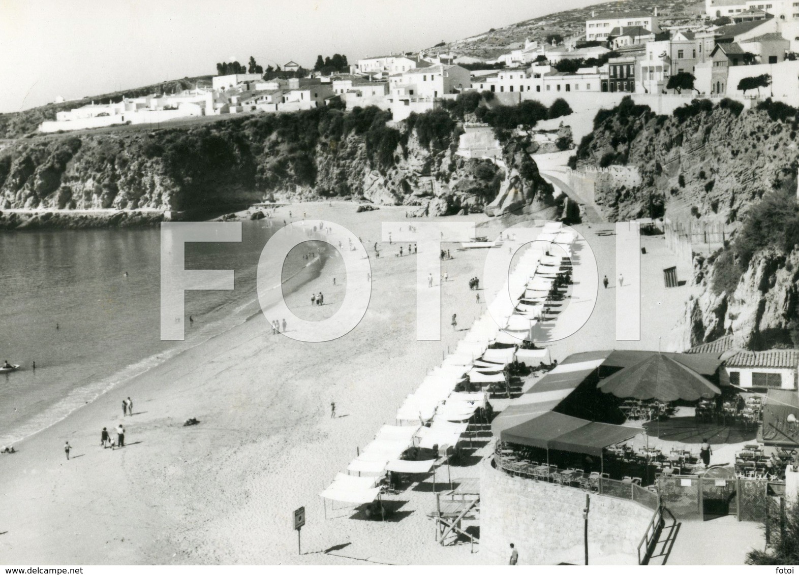 1961 REAL PHOTO FOTO POSTCARD ESPLANADA PRAIA ALBUFEIRA ALGARVE PORTUGAL POSTAL CARTE POSTALE - Leiria