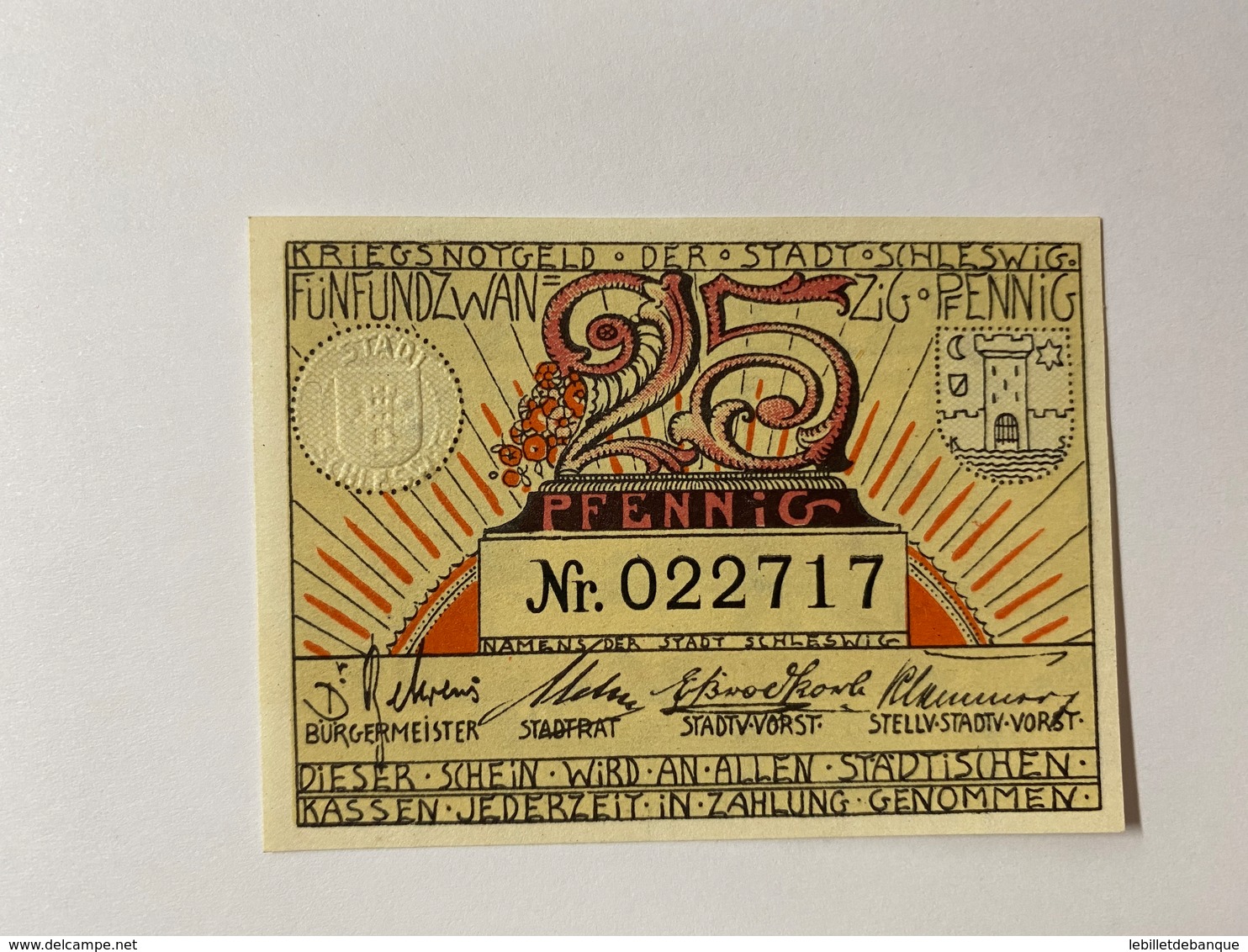 Allemagne Notgeld Schlewig 25 Pfennig - Colecciones