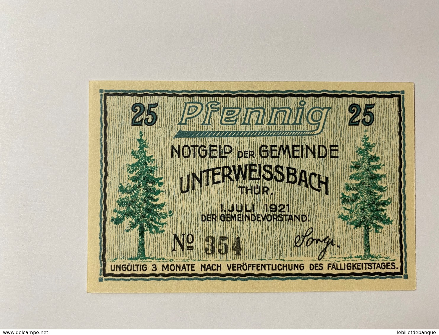 Allemagne Notgeld Unterweissbach 25 Pfennig - Colecciones