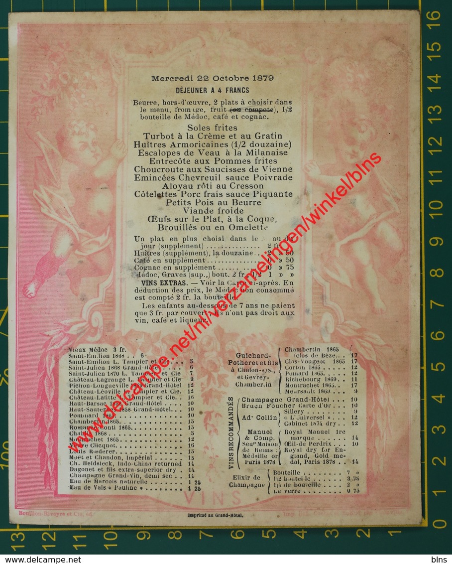 Grand Hôtel - Boulevard Des Capucines - 1879 - Souper De Cléopatre - Bouillon-Rivoyre Et Cie - Paris - Menükarten
