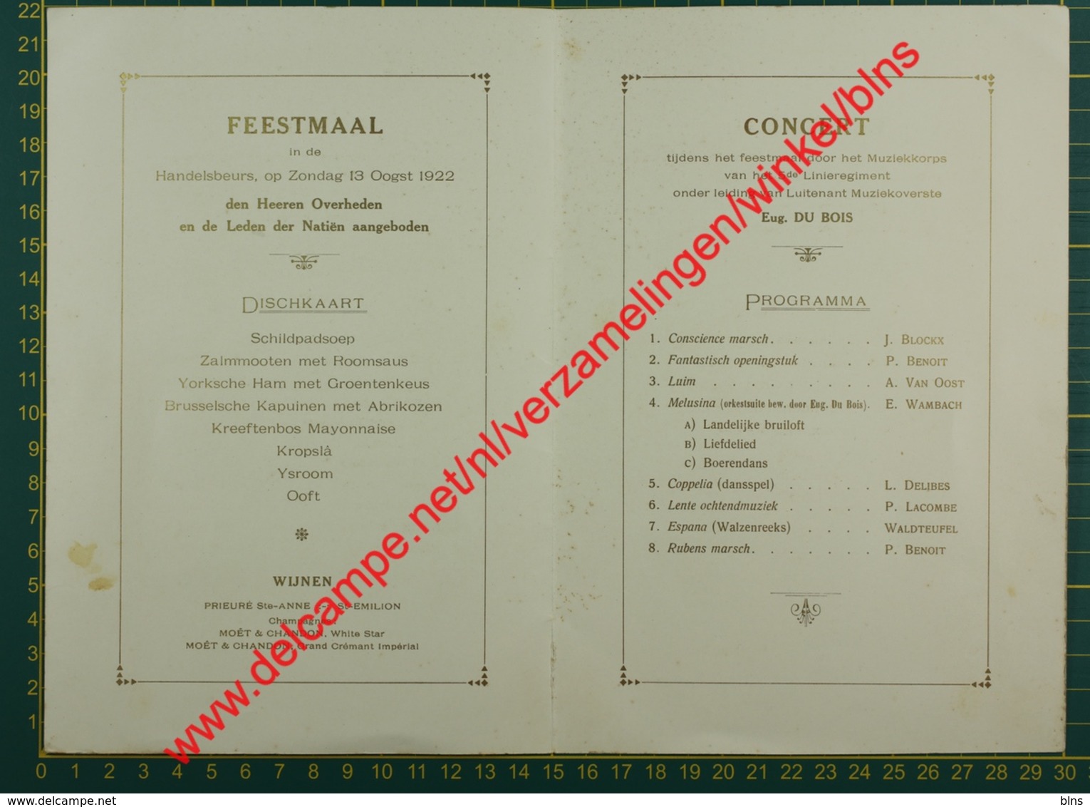 Bond Der Natiën Van Antwerpen 1872-1922 - Handelsbeurs - Menus