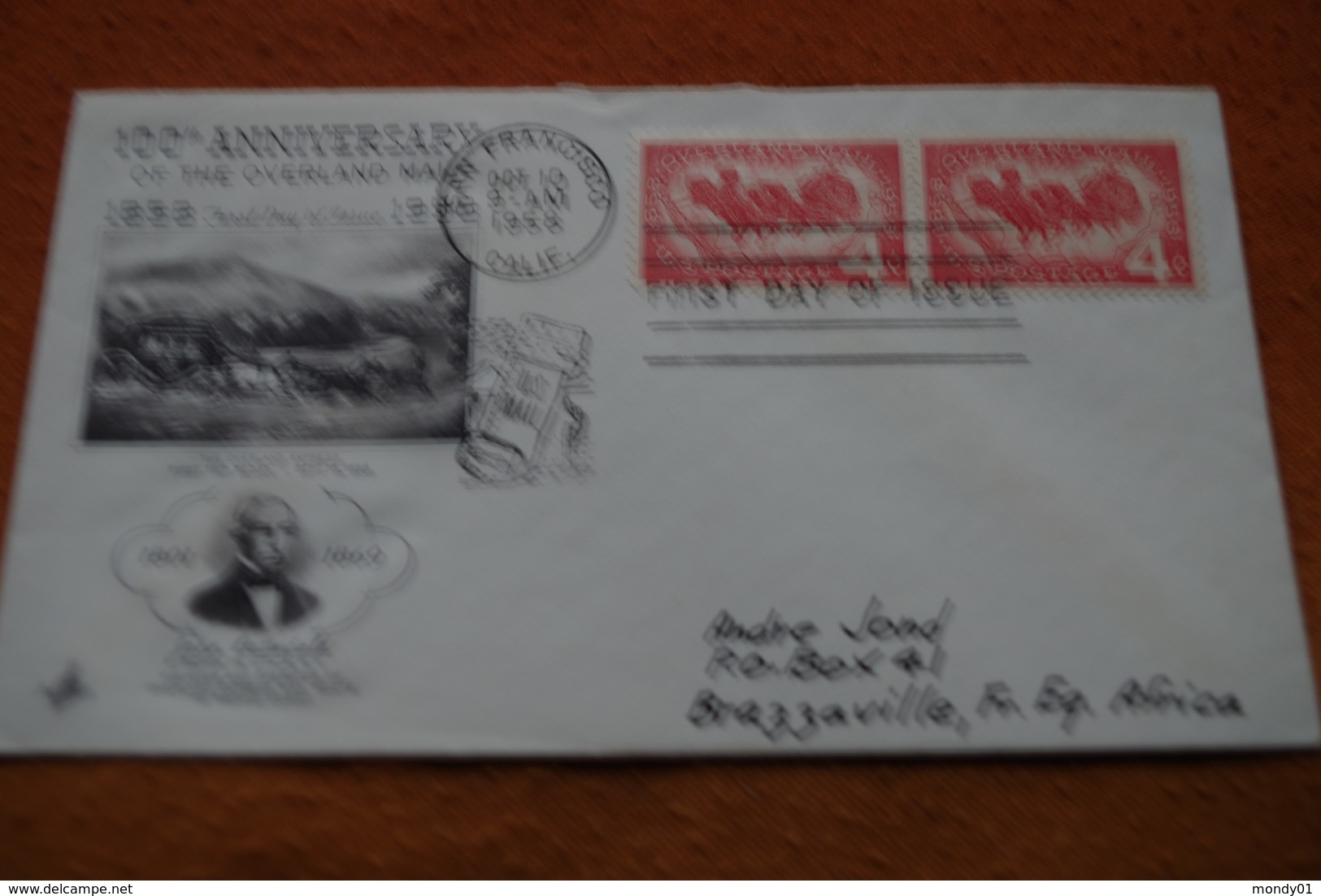 3-1437 USA 1959 FDC San Francisco Californie To Congo A E F Us Mail Express Pacific Coast Poste - Stage-Coaches