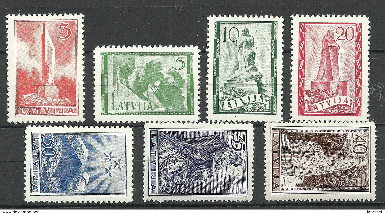 LETTLAND Latvia 1937 Michel 246 - 252 Denkmäler * - Lettland