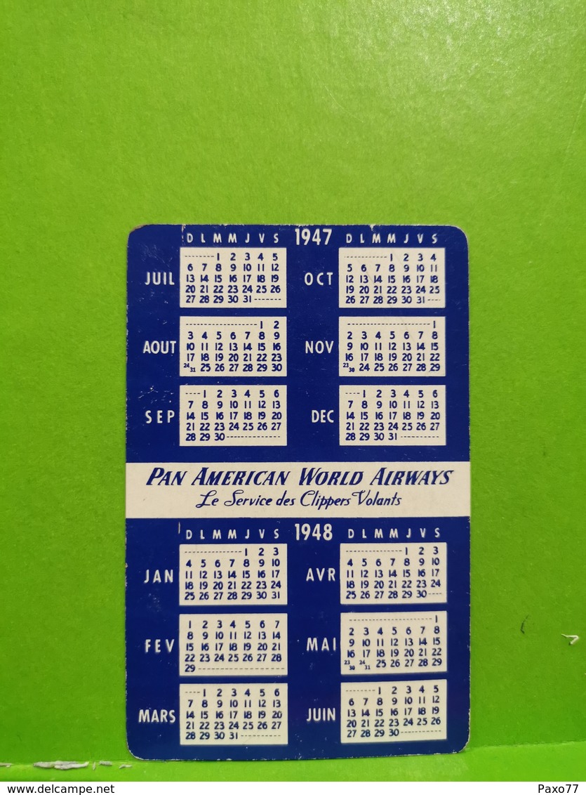 Calendrier, Pan American Word Airways 1947 - Petit Format : 1941-60