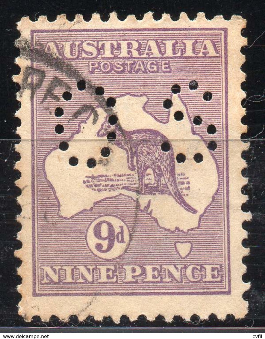 AUSTRALIA 1915-28. The 9d Kangaroo, Die II, Watermark Narrow A + Crown, Perf. OS - Service