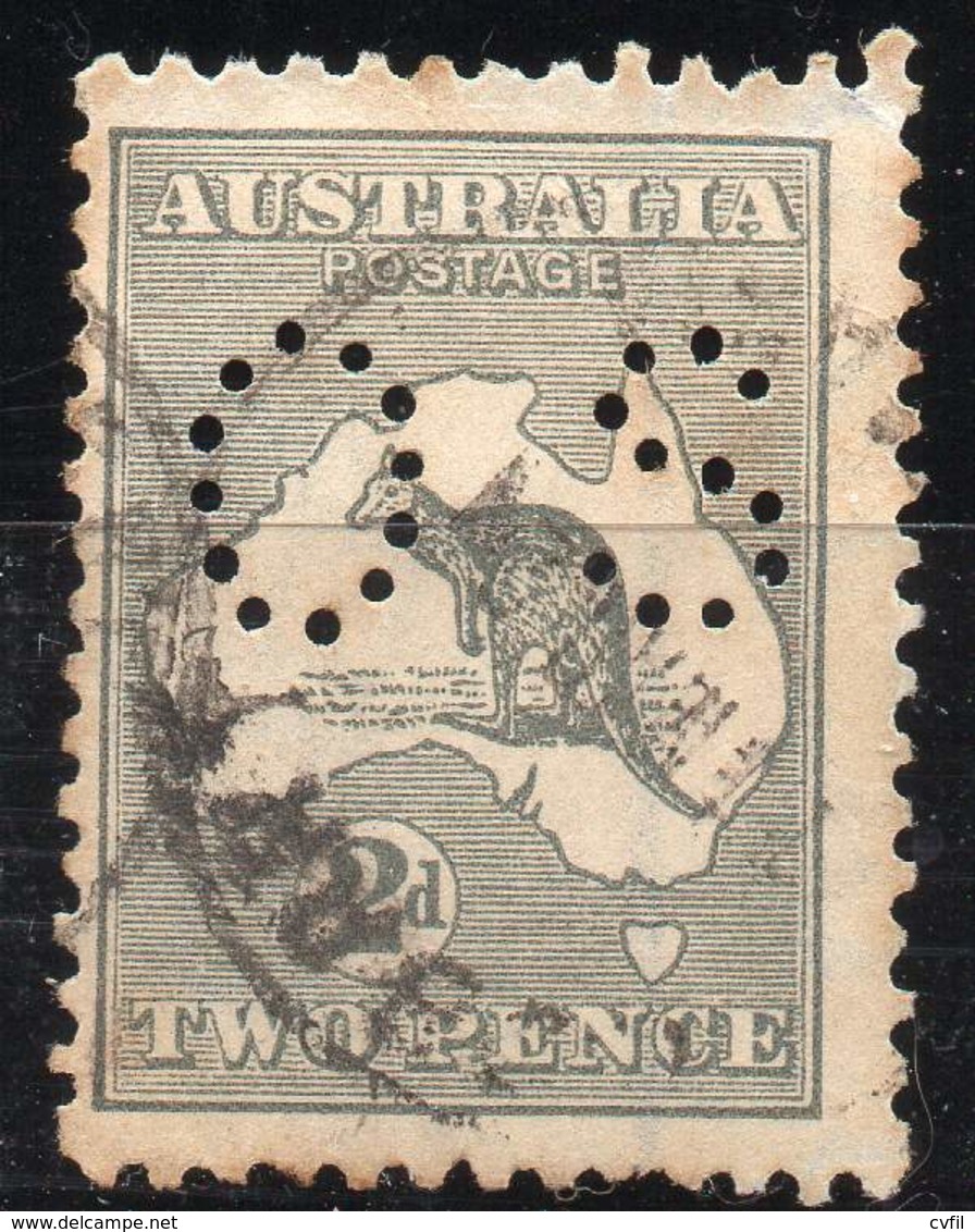 AUSTRALIA 1915-28. The 2d Kangaroo, Watermark Narrow A + Crown, Perf. OS - Servizio