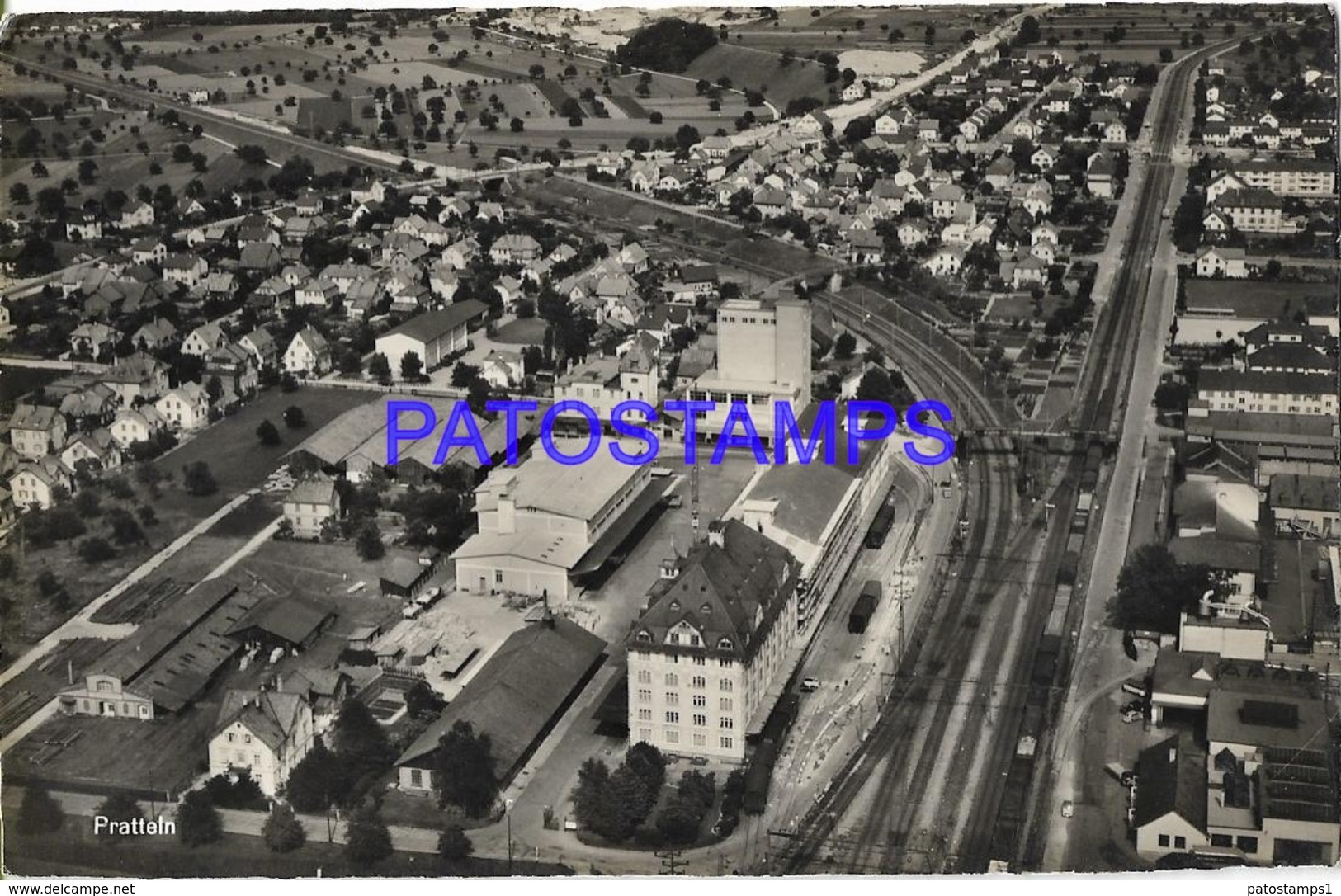 129631 SWITZERLAND PRATTELN VIEW GENERAL AERIAL & TRAIN POSTAL POSTCARD - Pratteln