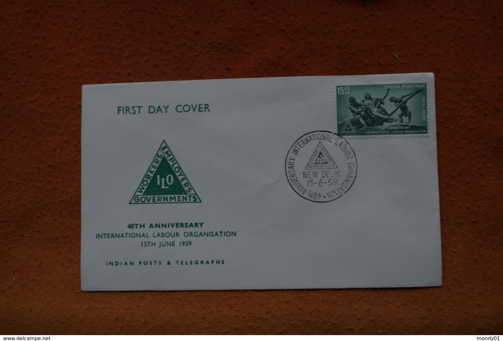 3-1406 FDC New Delhi Inde India Labour Tavail ILO OIT - OIT